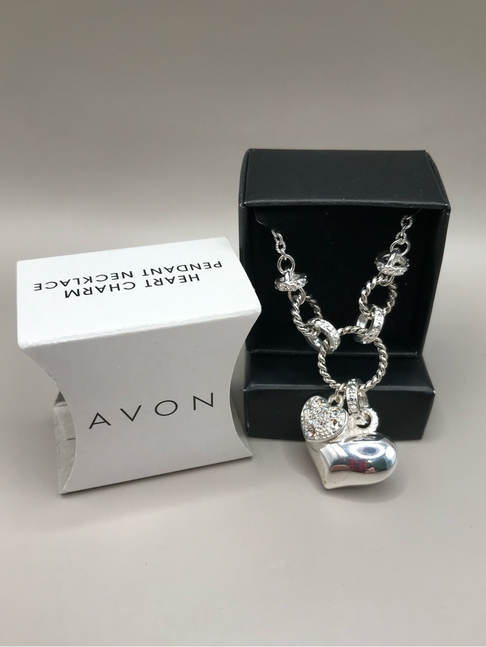 Avon Silver Heart Charm Pendant Necklace with Pavé Accent - Picture 3 of 5